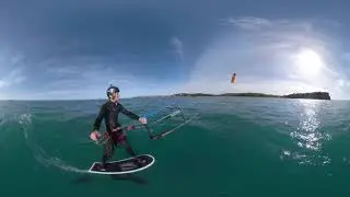 Kite Foiling Downloop Gybe Transition without Stance Change - 360&deg; Video