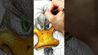 Scribble magic with just a pen &ndash; meet the crazy duck! #ScribbleArt #InkDrawing #PenArt #TimelapseArt