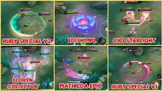 Ruby Ramadan skin, Cici starlight skin, Edith MPL skin, and Mathilda epic skin