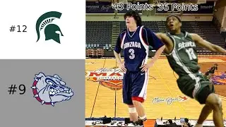 Adam Morrison vs  Mo Ager 40 Point Duel! 2005 #9 Gonzaga vs #12 Michigan State - CBB Highlights