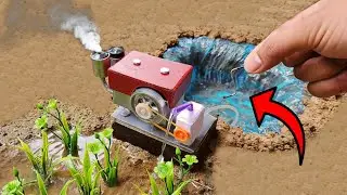 DIY mini diesel engine water pump / science project / DIY water pump