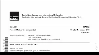 IGCSE Biology Paper 2 - Cambridge 2019 Nov/October (0970-22/0610-22)