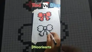 RED VS BLUE?🎀 Easy pixel art Drawing #red #blue #shorts #youtubeshorts #trending #short #youtube
