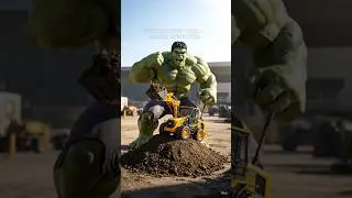 hulk plays with toy jcb | mini construction big power 💪 #hulk #youtubeshorts