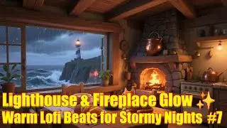 Lighthouse Views & Crashing Waves 🌊 Warm Lofi Mix for Stormy Nights by the Fireplace