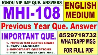 MHI 108 Previous Year Question Paper in English | mhi 108 important questions with answer