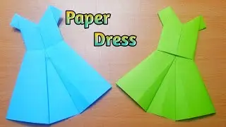 How to Make a Pretty Origami Paper Dress | Origami Paper Folding Craft,ideos Tutorials for Kids