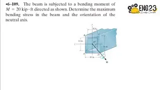 6-109. The beam is subjected to a bending moment of M = 20 kip·ft directed as shown. Determine the m