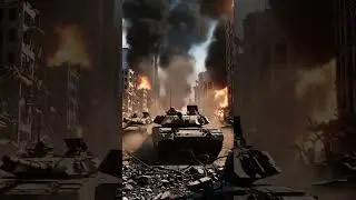 US tank advances with a dramatic low-angle cinematic shot.