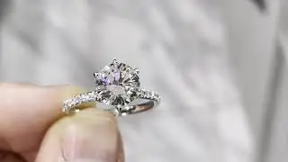 Round diamond engagement ring  micro pave 6 print head