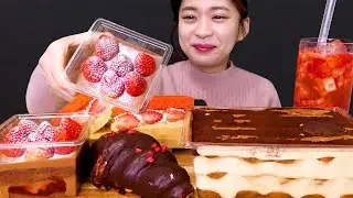 🥐Starbucks dessert😍스타벅스 봄 딸기🍓신메뉴 딸기 디저트 먹방❤[Strawberry, Croissant,Chocolate Cake,Tiramisu] Mukbang