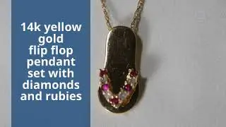 14k yellow gold flip flop pendant set with diamonds and rubies