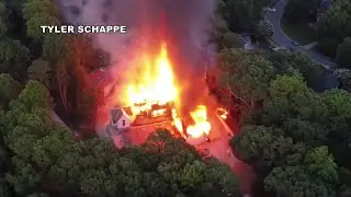 Drone video from viewer shows massive house fire near Cary