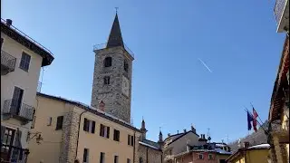 Walking in Limone Piemonte while the church bell rings