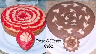 Pink Rose Cake  &  Chocolate Heart Cake | |  Without Oven Cakes | | Cooking With Ruby Hoor