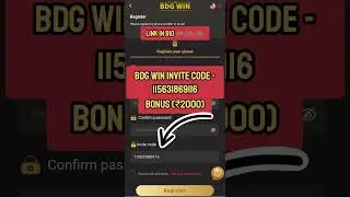 Bdg win invite code + ₹2000 register bonus  💸💸💸 #bdgwininvitecode #bdgwin #newearninggame #shorts