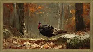 Thanksgiving Turkey Oil Painting | Vintage Gold Frame TV Art | 4k Screensaver for TV