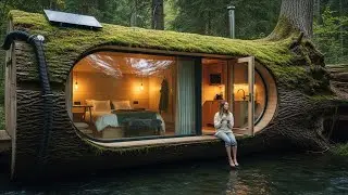 🌲A Cozy Tree Cabin Above a Forest River | Cinematic Silent ASMR Relaxation