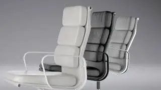 Herman Miller / Eames Soft Pad Chair / 3D Product Rendering / White, Black, Gray Leather Chair