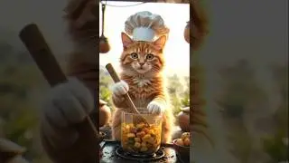 How a Tabby Cat Masters Outdoor Village Cooking #cat #funny #aicooking