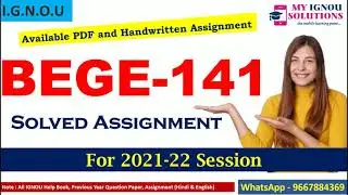 BEGE 141 Solved Assignment 2021-22 | Understanding Prose | IGNOU Solved Assignment 2021-22