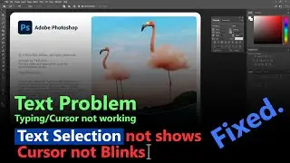 Photoshop text not working, Text Cursor not blink / text selection not shows problem solve
