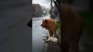 Brave Dog Blocks Traffic to Protect Injured Puppy #DogHero #BraveDog #AnimalRescue