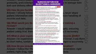 Nursing Interview Questions and Answers