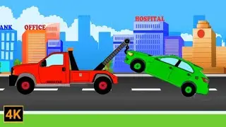 Tow Truck Rescues Green Car | Tow Truck and Repairs | Car Garage | Formation And Uses 