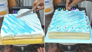 Square Cream Cake with Golden Sprinkles | Cake Art Tutorial | Professional Cake Decoration
