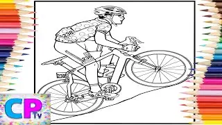 Bike Race/Competitor Rides Uphill/Bike Lovers/Creative Drawing/Coloring Activity/Relaxing Video