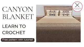 FREE Canyon Blanket Crochet Pattern! Cozy Waffle Stitch + Ombre Colors Tutorial - 5 Sizes Included