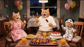 Ginger & Mama Cat Plan a Surprise Birthday for Papa Cat, Then Go Out Together 🎂🎡🐾 | Funny Cat Videos