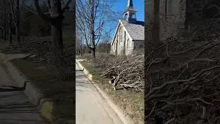 Cleanup continues on Mackinac Island from the recent ice storm #mackinacisland #michigan
