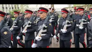 Rifles and Gurkha Bands returning following the King's Coronation.