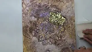 Gold Texture Painting on Canvas ✨ | Easy Modeling Paste & Stencil Art for All Ages