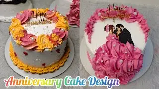 Two Unique Anniversary Cake Design//Cake Design for Beginners//All  Flavour cake 🍰🎂