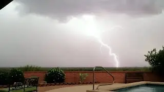 A rain bomb and lots of lightning and thunder from a monsoon storm in Green Valley, AZ on 07212024