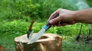 Cutit Shark I, Camping & Drumetie, Otel Damasc VG10 Core, Maner Lemn Ebony, 21 cm