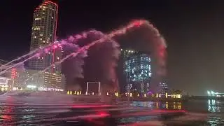 Fountain show in Water garden city Bahrain#water garden city #bahrain #cold winds