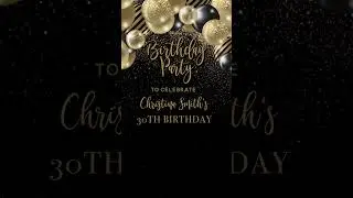 Black Gold Birthday Balloons Animated Phone Invite