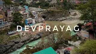 DEVPRAYAG SANGAM OF RIVER ALAKNANDA AND BHAGIRATHI WHICH MEETS TO BECOME THE HOLY RIVER GANGES.
