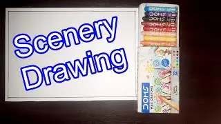 Scenery Drawing / How to Draw Scenery For Beginners / Landscape Scenery Drawing / Village Scenery