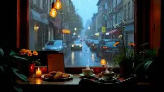 Calm Rain Caf&eacute; Night ☕ Beautiful Piano Music for Focus & Inner Peace