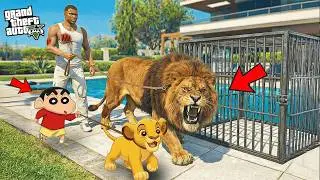 ShinChan & Franklin Escapng From Big Lion's Attack  in GTA 5 Telugu | #gta5