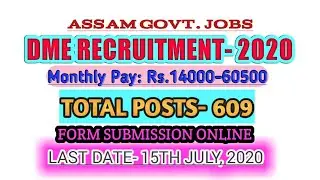 DME recruitment 2020 | dme assam recruitment 2020 |assam govt job notification | job notification