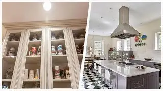 75 Multicolored Floor Kitchen With Glass-front Cabinets Design Ideas You'll Love 🎀
