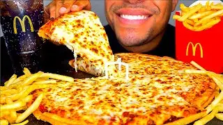 ASMR | Cheesiest Cheese Pizza McDonald’s French Fries | Eating Show Mouth Sounds | No Talking Mukban