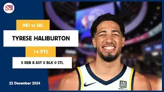 TYRESE HALIBURTON 14 PTS vs SAC 22 Dec 24-25 IND Highlights