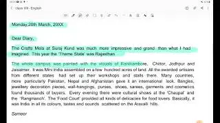 Dairy Entry: You recently visited A crafts Mela write a diary entry of what you saw and Experienced